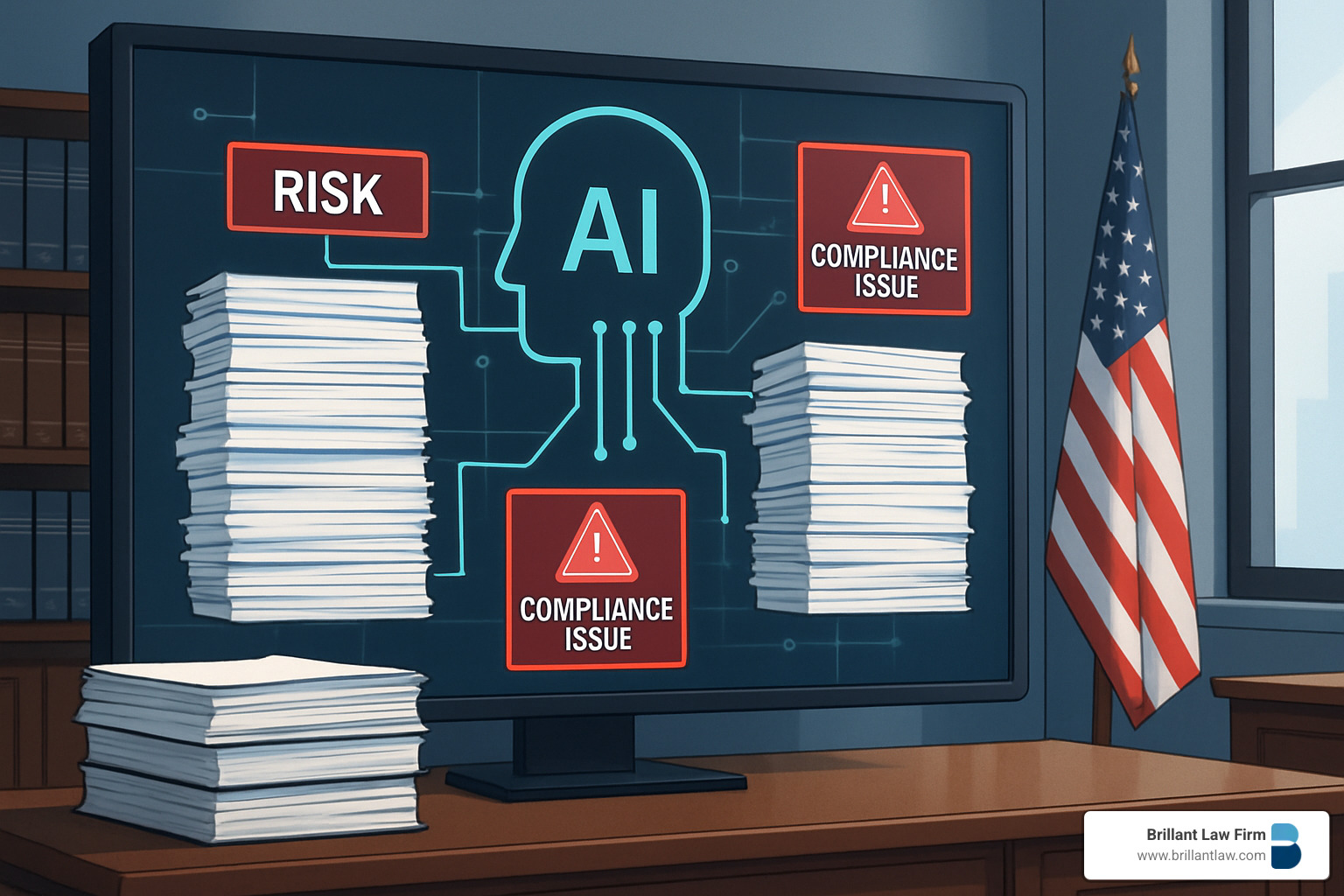 AI technology analyzing legal documents and identifying risk patterns - Business risk management lawyer