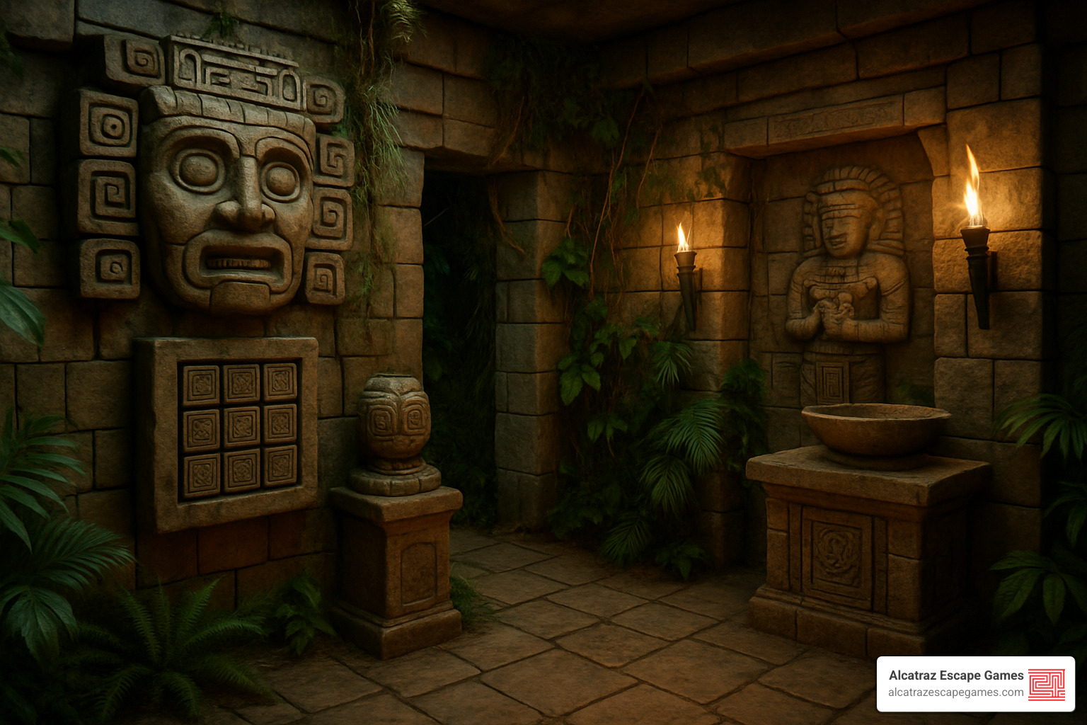 immersive mayan temple escape room set - escape rooms in st george utah