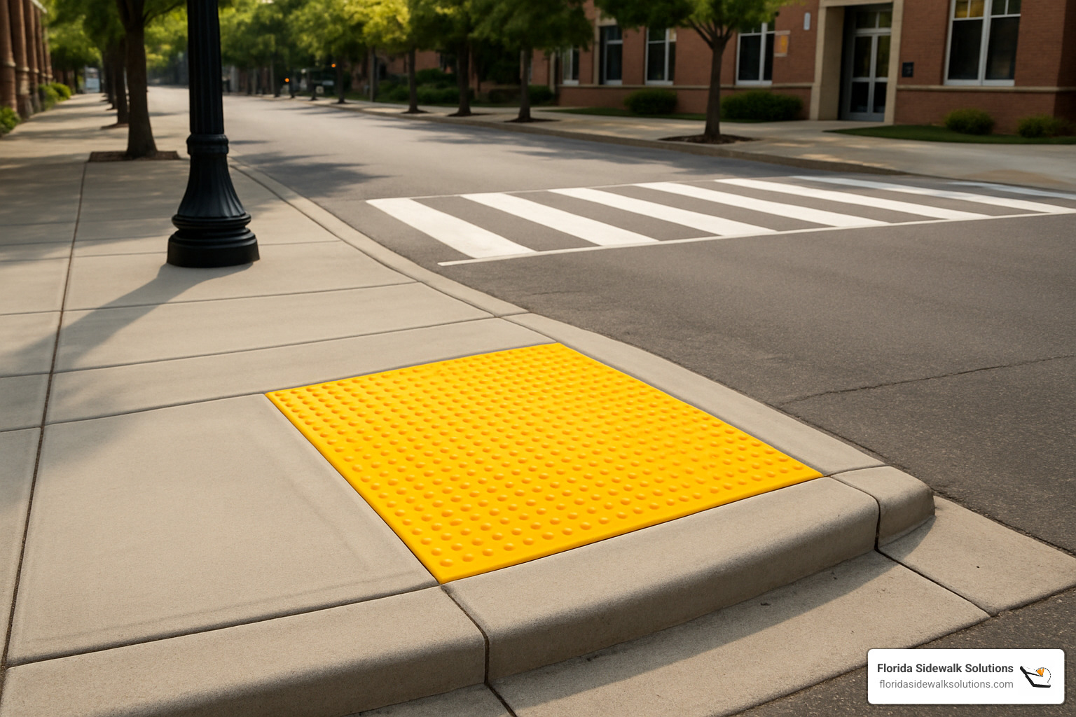 ADA compliant curb ramp with detectable warning surface - Sidewalk Trip Hazard Compliance
