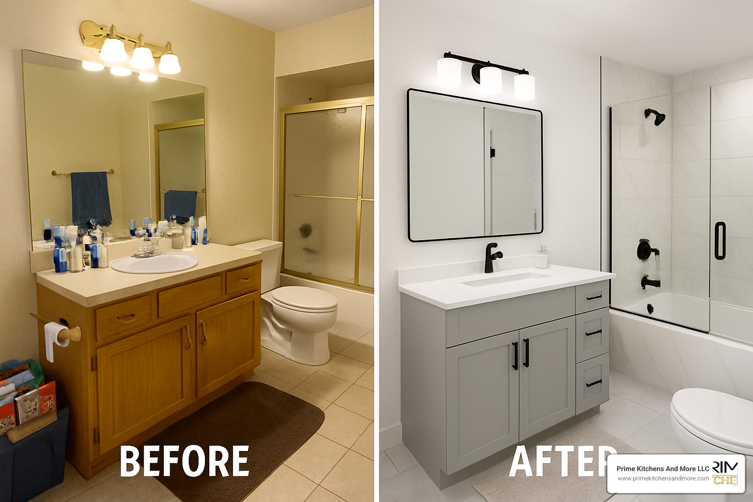 Before and after budget-friendly 12x12 master bathroom remodel - 12x12 master bathroom layout