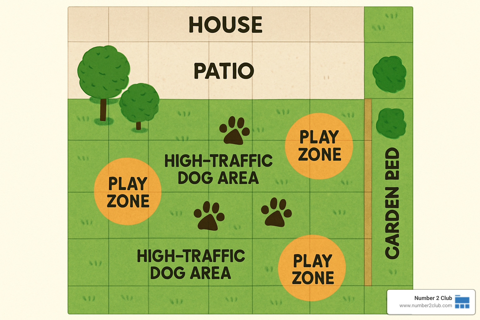 yard grid map for dog waste cleanup - spring dog poop clean up