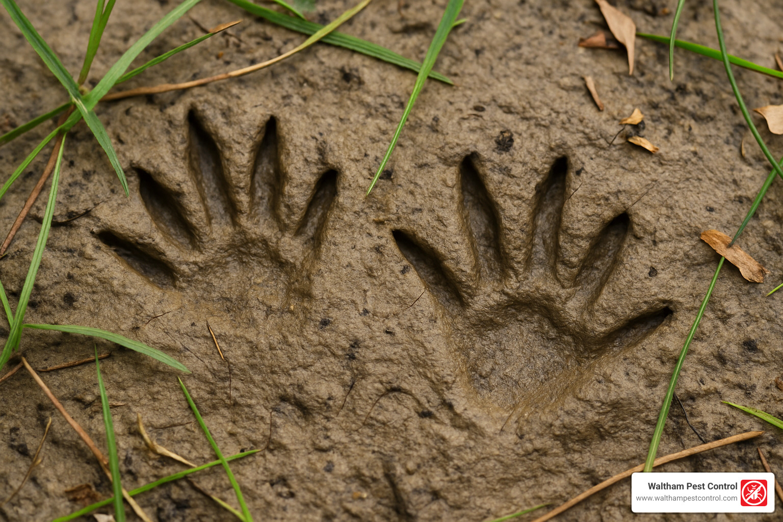 raccoon tracks in mud - get rid of raccoons in yard