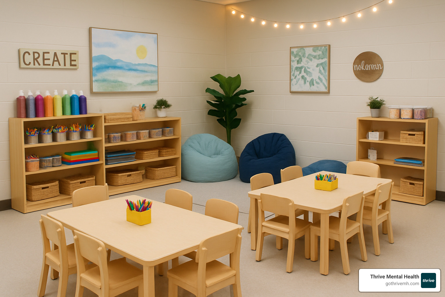 art therapy room setup in elementary school - art therapy for elementary students