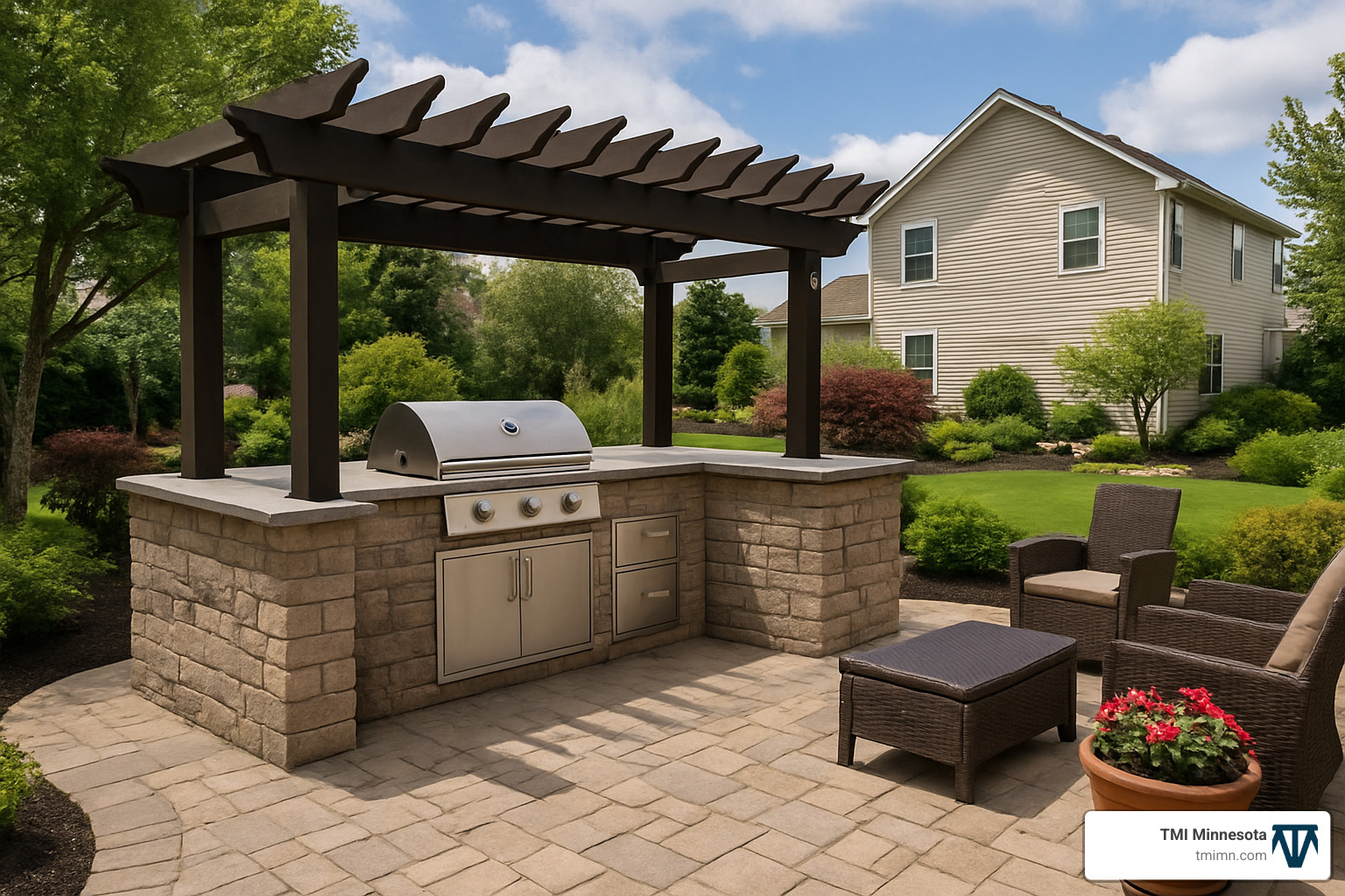 2523456e375dd66829bfafb58fc442273944a9eb Hardscape Installation Cost: 2025 Budget Guide Discover hardscape installation cost, top budget tips, and value-boosting ideas for patios, decks, and outdoor living spaces. finished outdoor kitchen with pergola - hardscape installation cost
