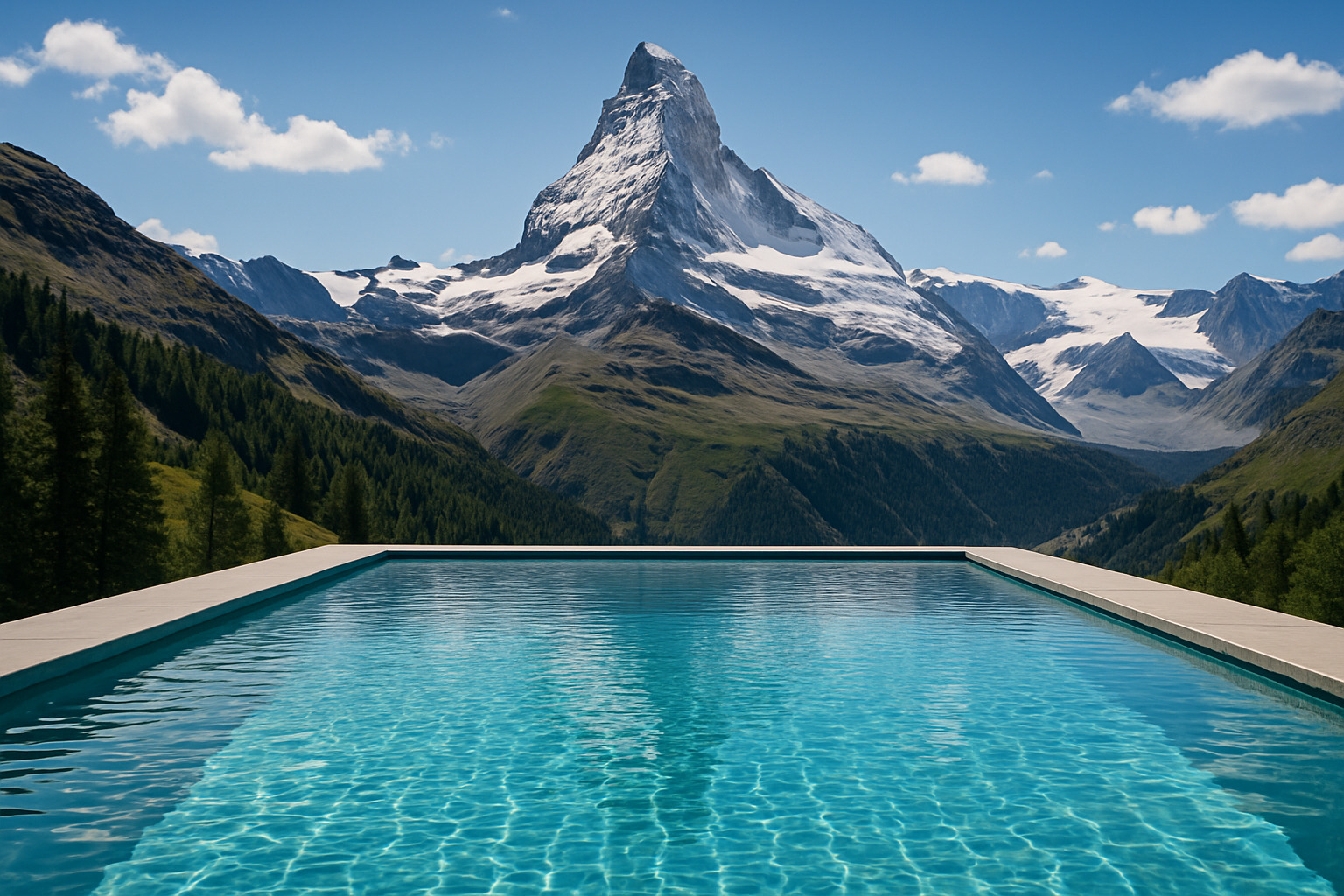 infinity pool facing the Matterhorn - luxury travel experiences