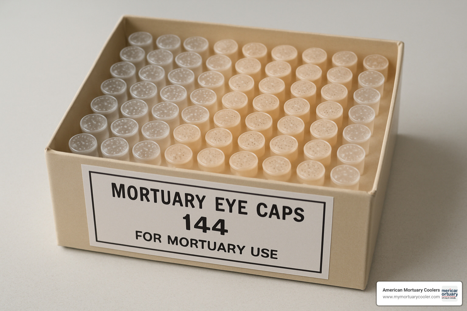 box of 144 mortuary eye caps - eye caps mortuary