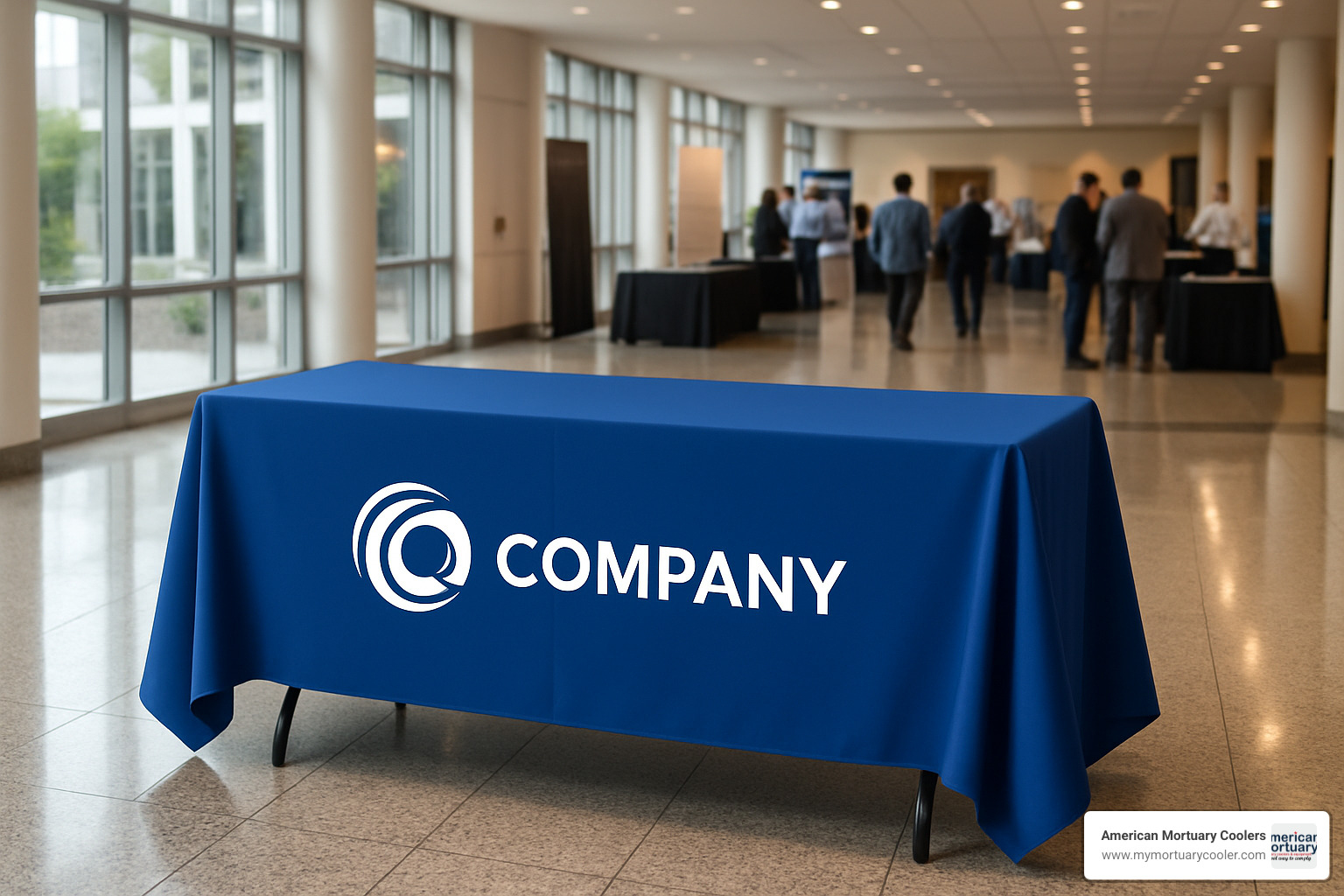 branded folding table cover with company logo - folding display table