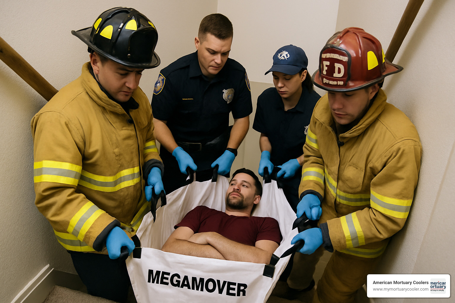first responders using mega mover in tight space - mega mover