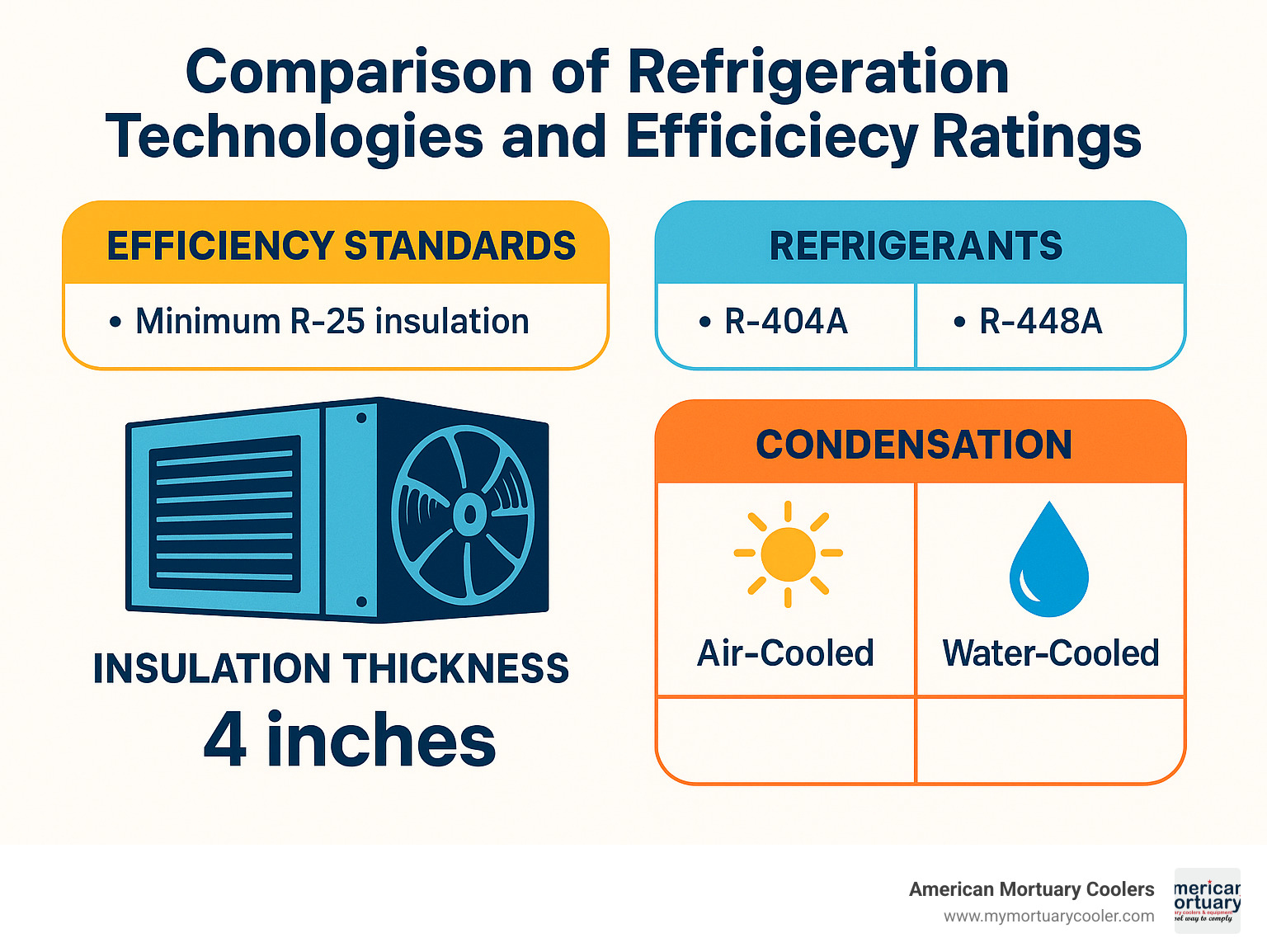 Comparison of different refrigeration technologies and efficiency ratings - refrigeration unit for walk in cooler infographic 