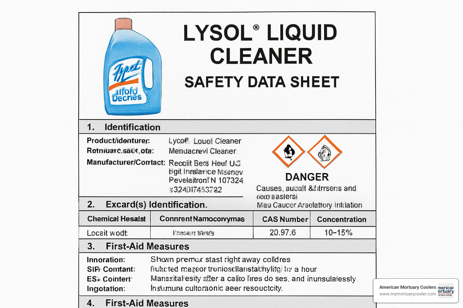 safety data sheet sections diagram - lysol liquid cleaner safety data sheet