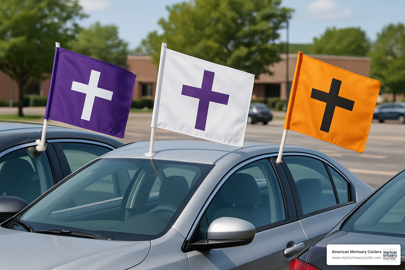 different funeral procession flag options side by side - funeral procession flags