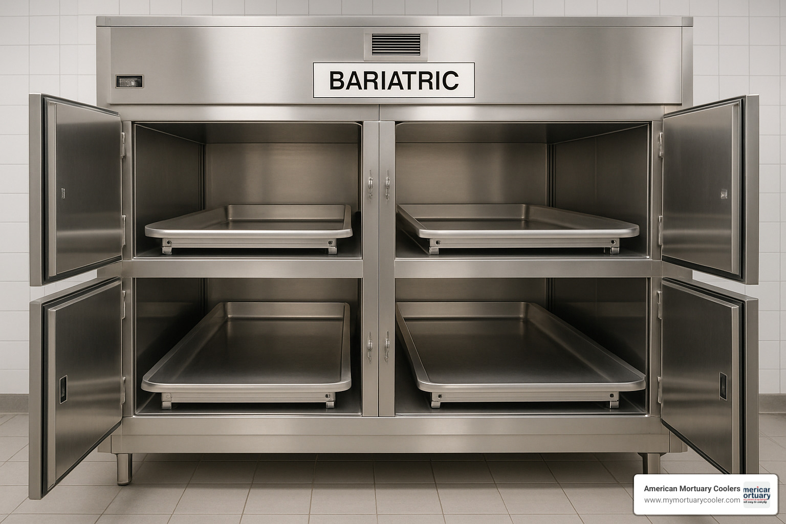 Bariatric morgue refrigerator with wider compartments - temperature morgue refrigerator