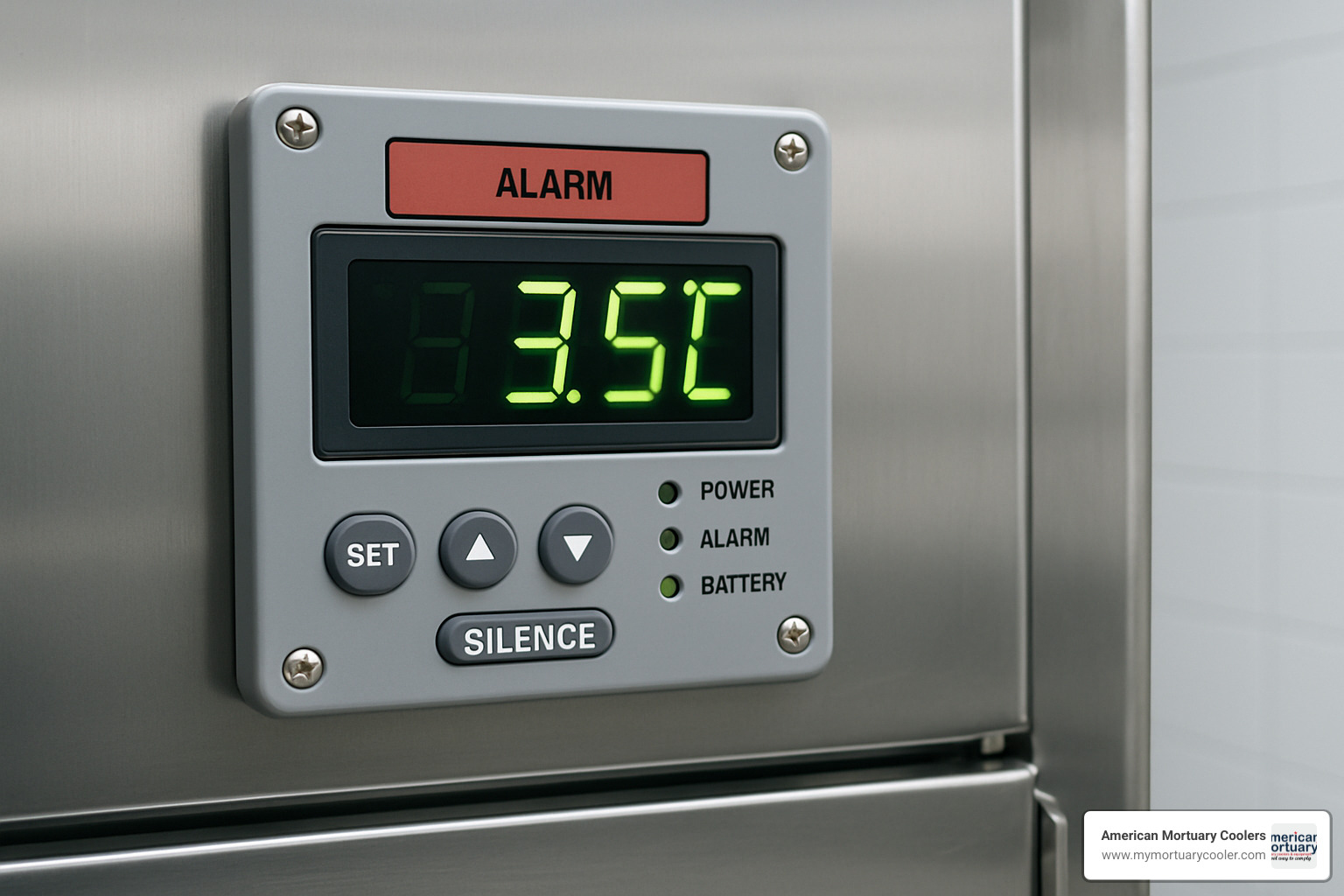 Temperature monitoring system with digital display and alarm - temperature morgue refrigerator