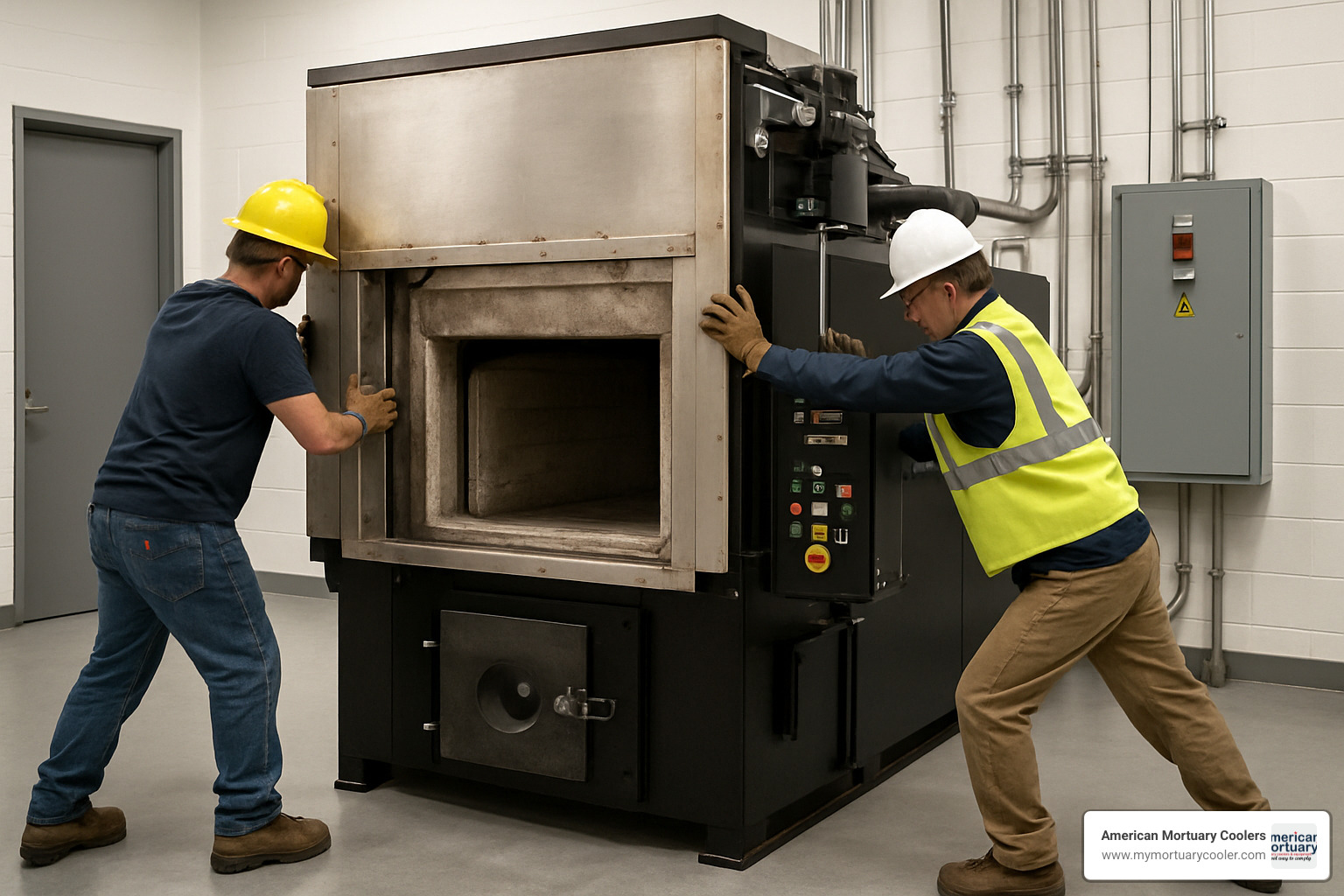 Refurbished cremation furnace being installed - cremation furnace for sale