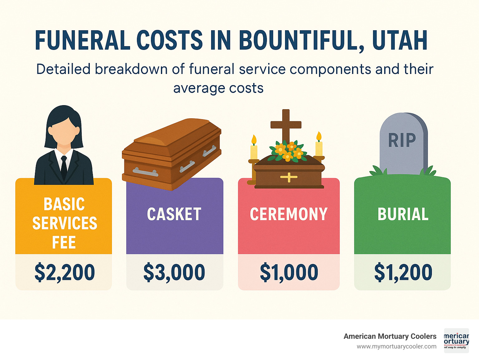 Detailed breakdown of funeral service components and their average costs in Bountiful, Utah - bountiful mortuaries infographic 
