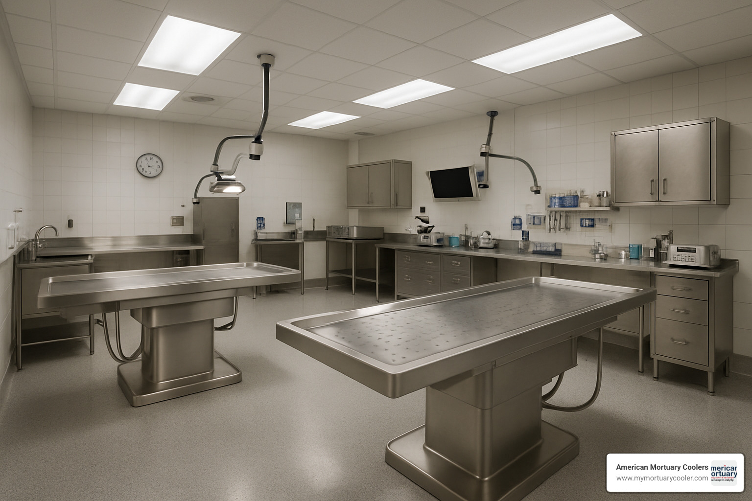 autopsy room in a modern coroner's facility - coroner definition