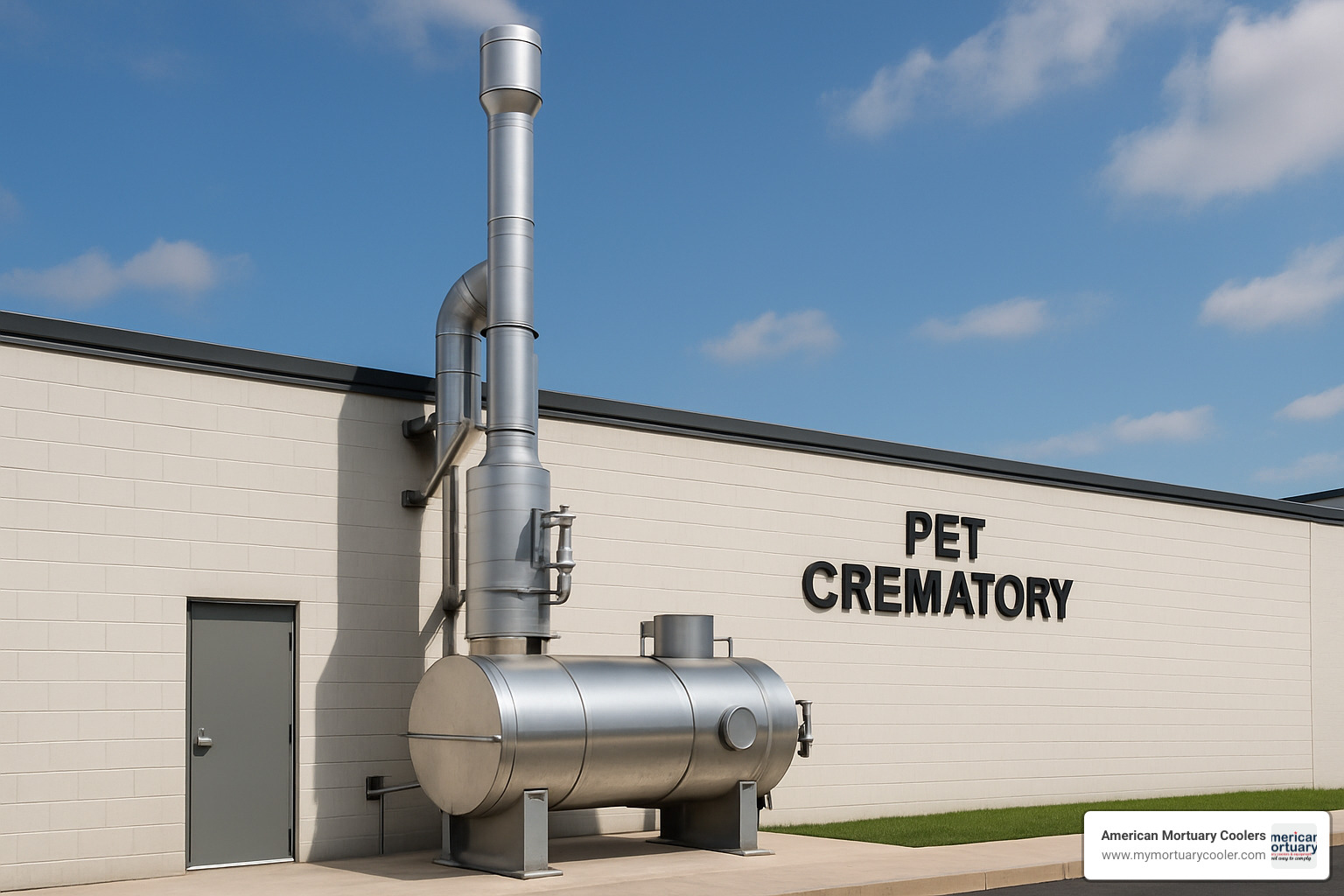 Emissions stack of modern pet crematory with pollution control systems - pet crematory for sale