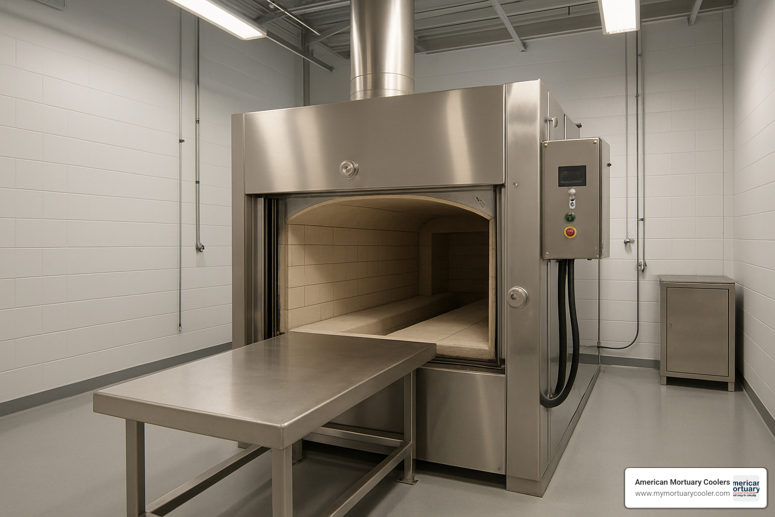 Interior view of a modern pet cremation chamber with refractory lining - pet crematory for sale