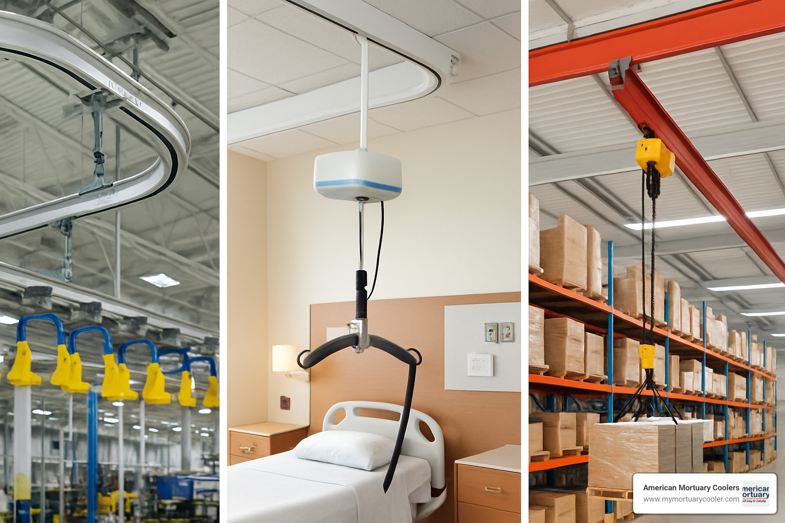Different types of overhead track systems in various industries - overhead track system