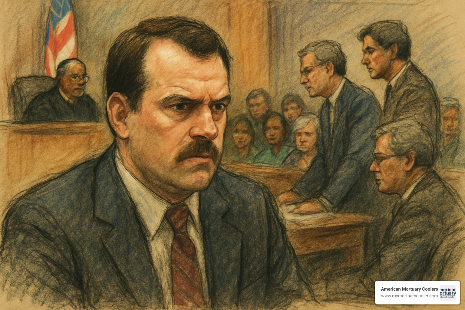 Courtroom sketch of David Sconce during his trial - David Sconce