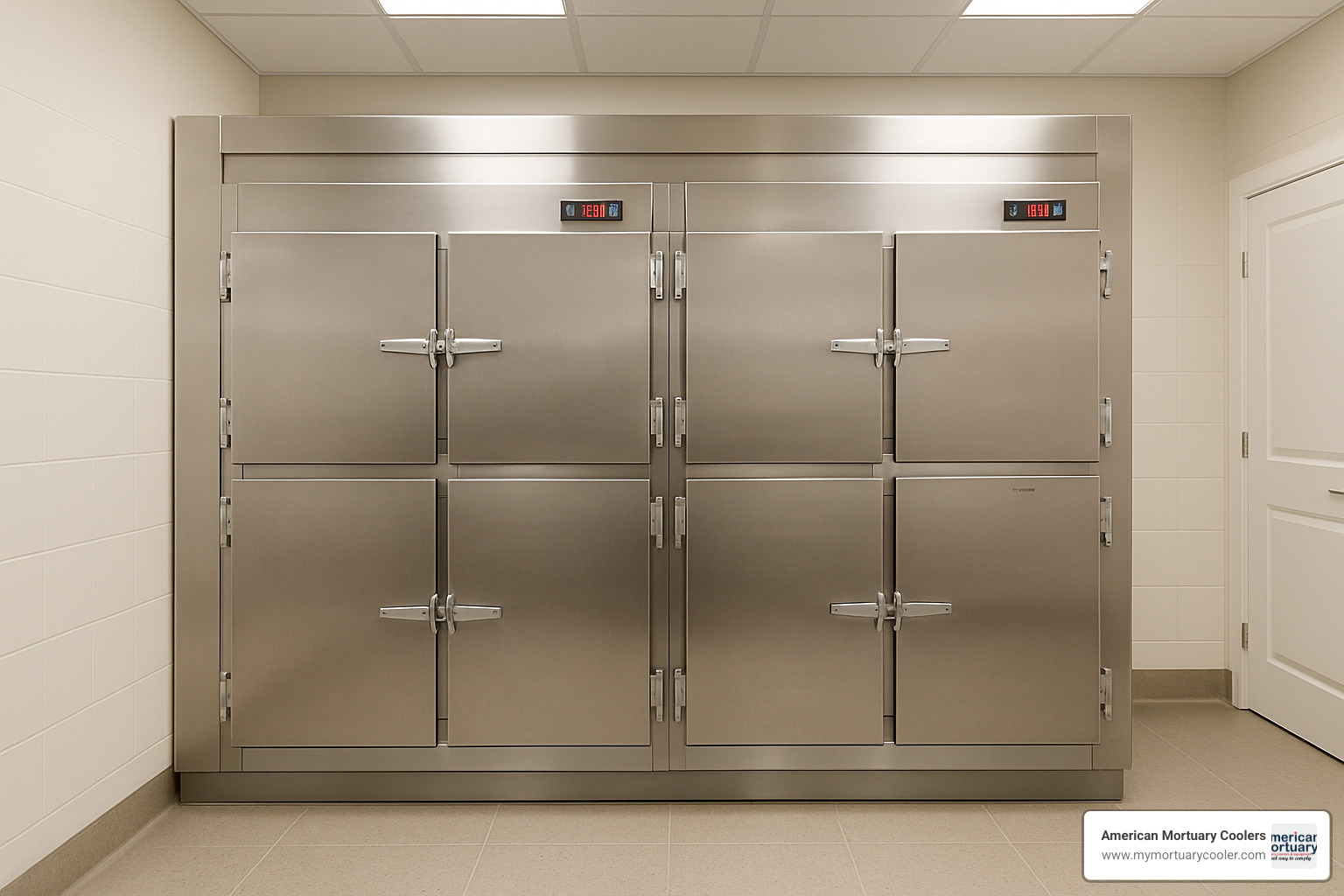 Modern mortuary refrigeration unit from American Mortuary Coolers - David Sconce