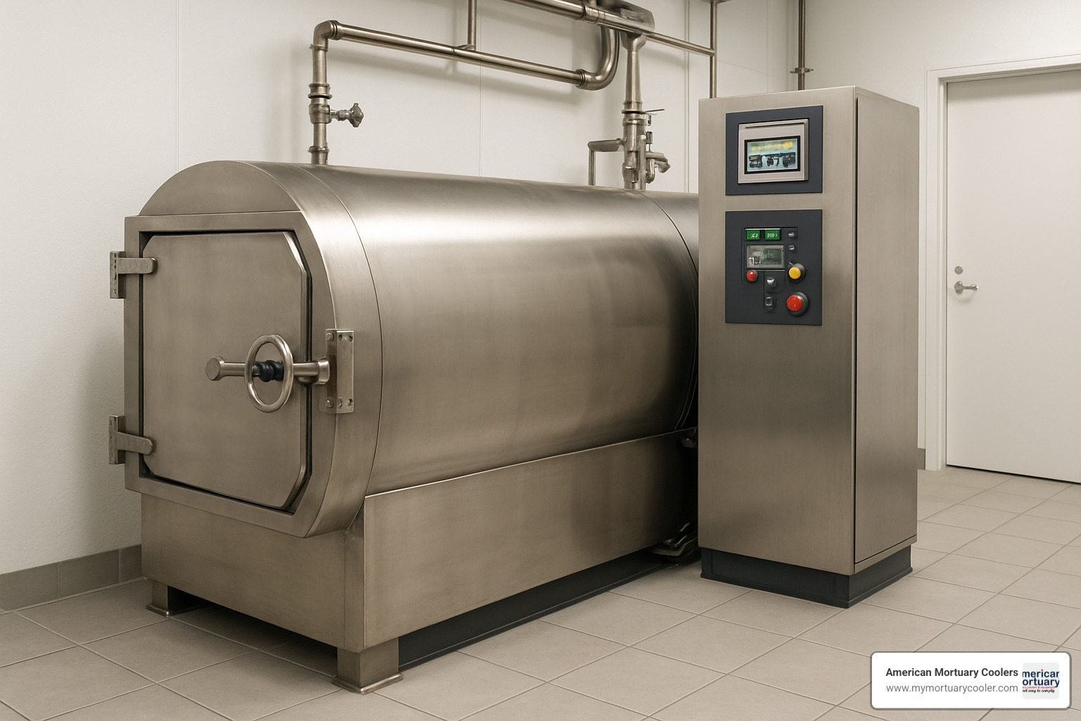 Alkaline hydrolysis chamber with stainless steel vessel and control panel - alkaline hydrolysis cremation cost