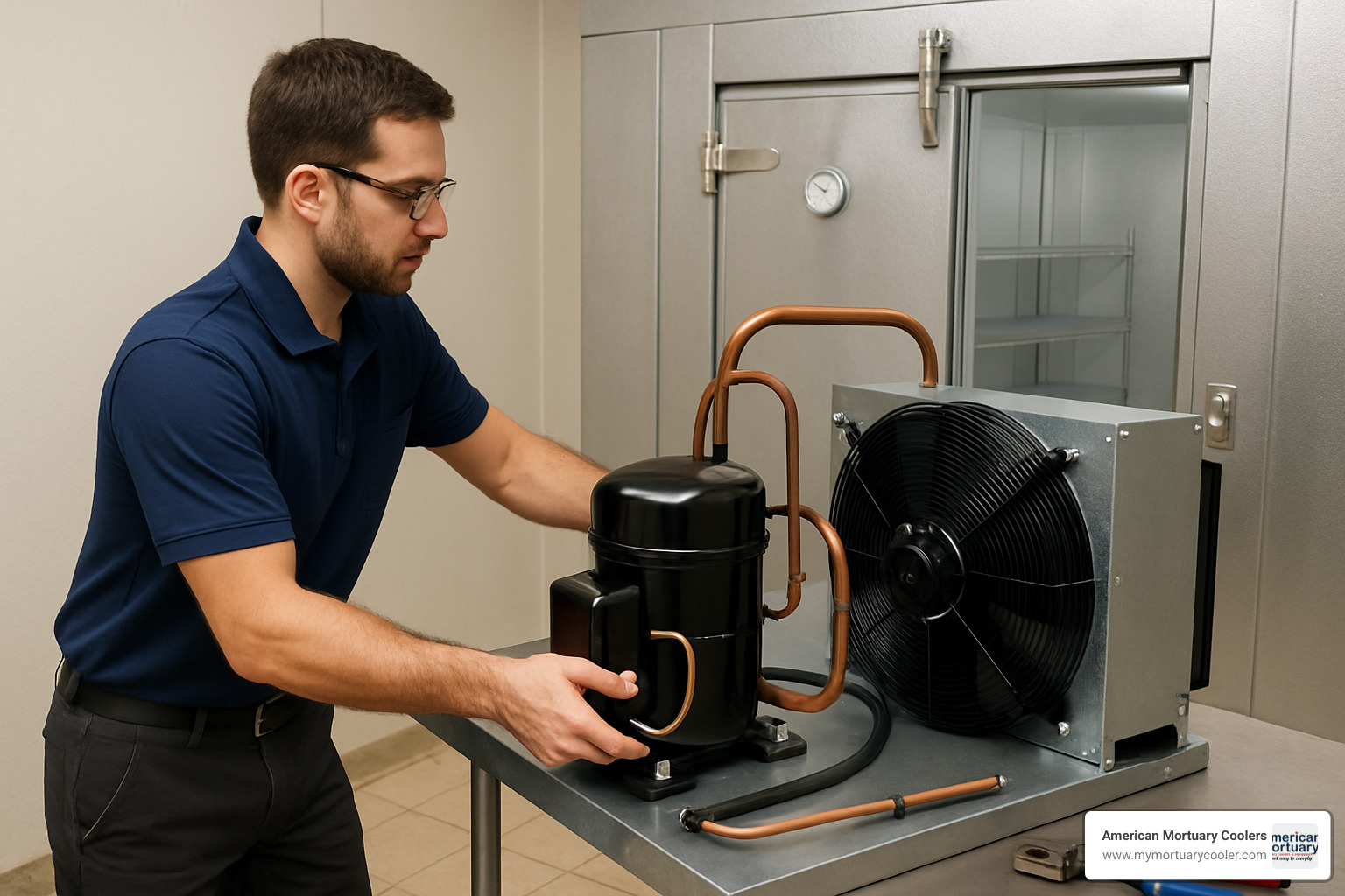 Compressor installation in walk-in cooler - walk-in cooler compressor and evaporator