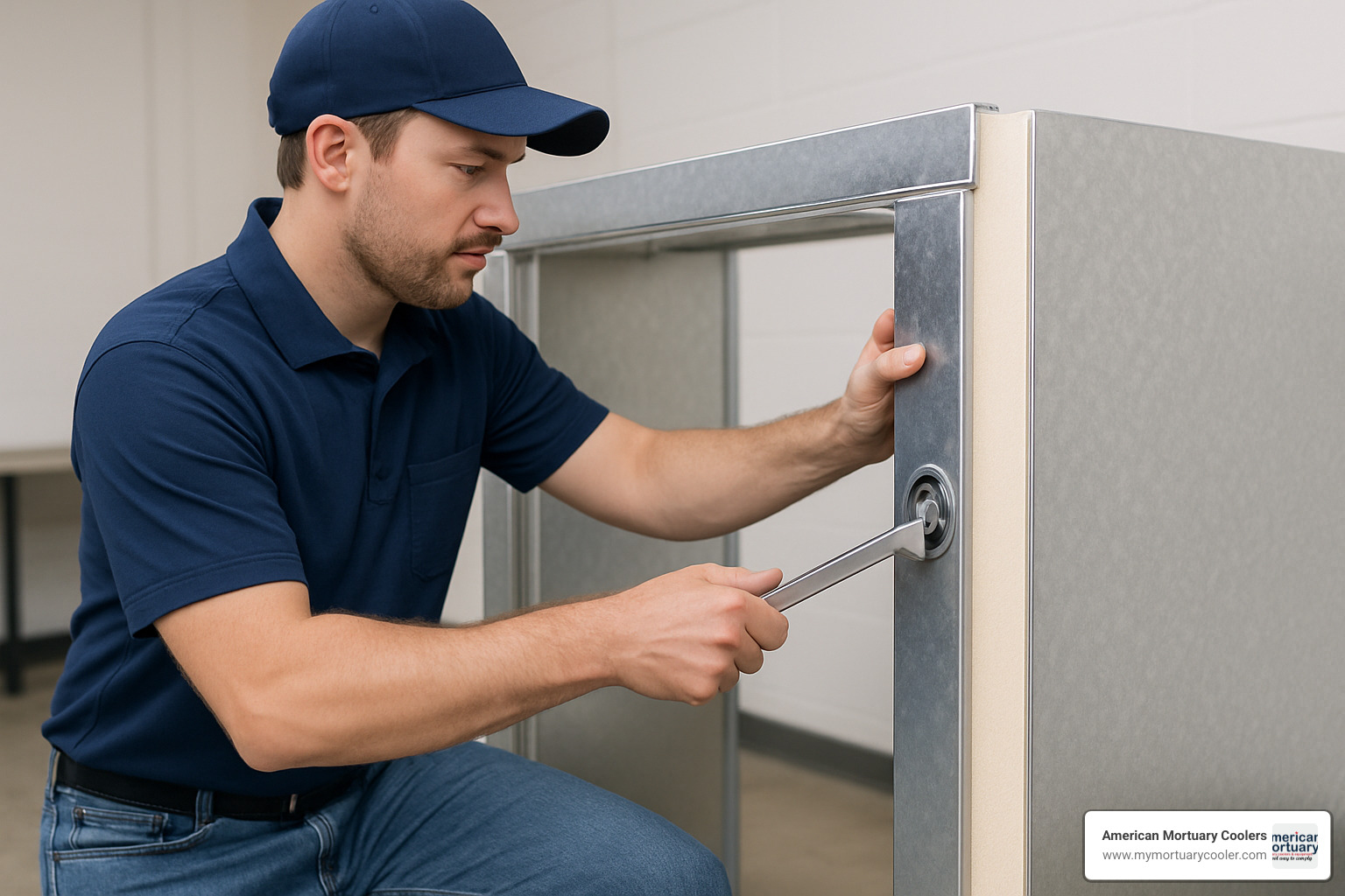 Panel cam-lock assembly system for AMC Mortuary Cooler - AMC Mortuary Cooler