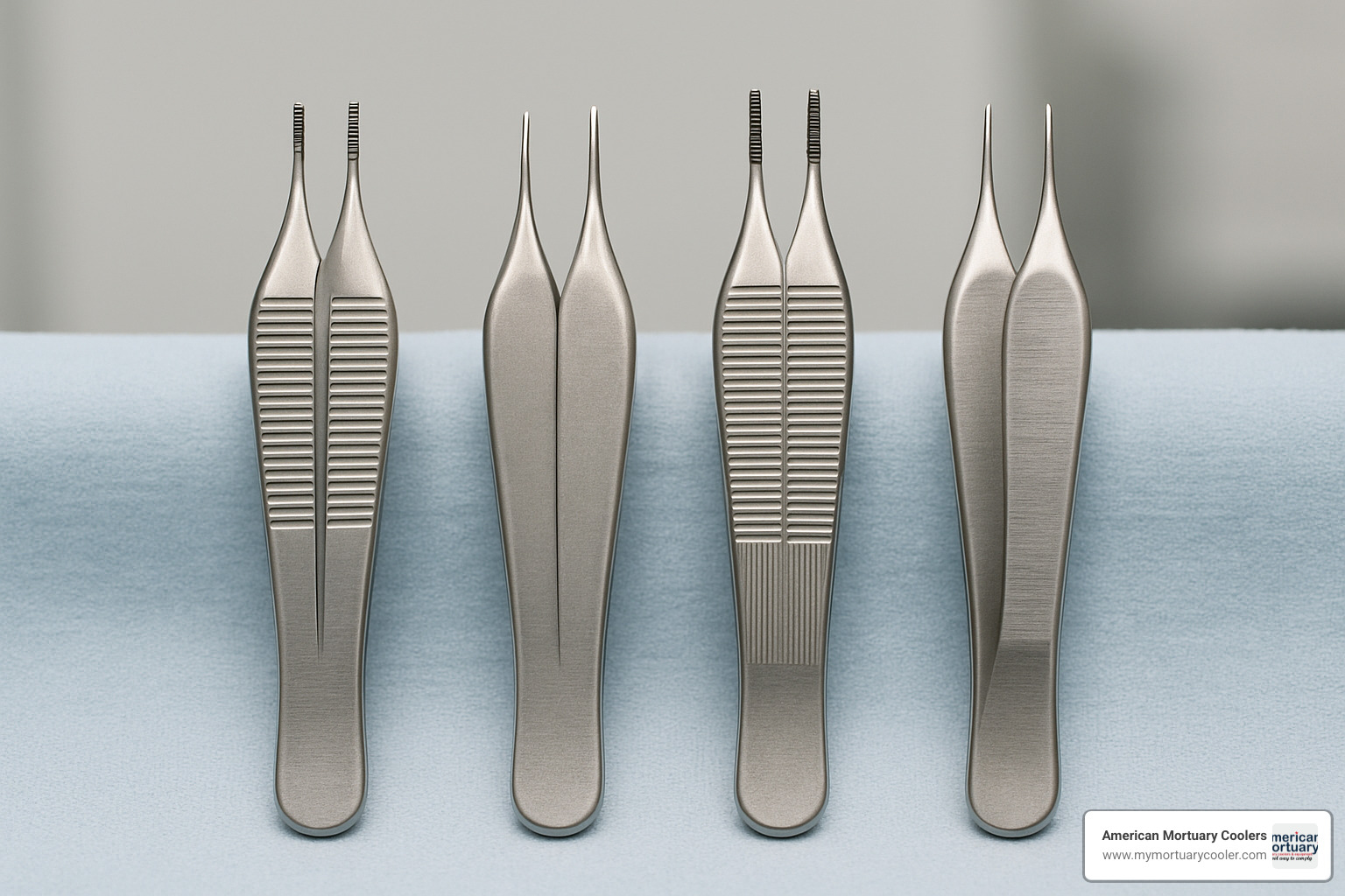 Various types of Adson forceps showing different tip designs and handle styles - adison forcep