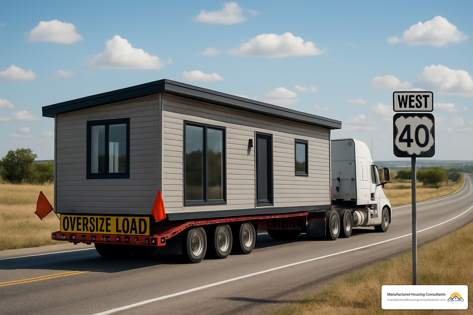 Mobile home being transported on a truck - used mobile homes for sale near me to be moved
