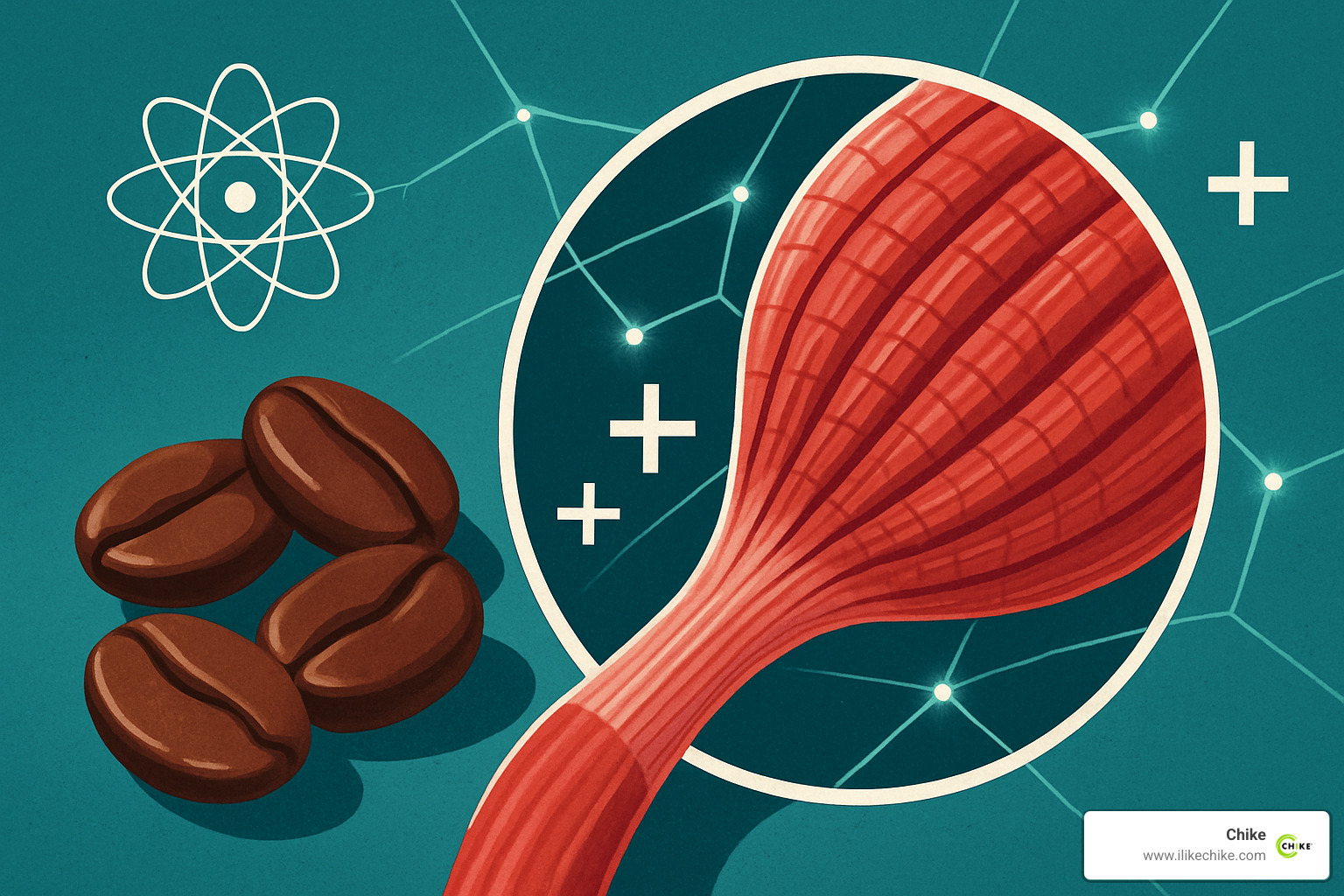 coffee beans and muscle fiber illustration - coffee for muscle recovery