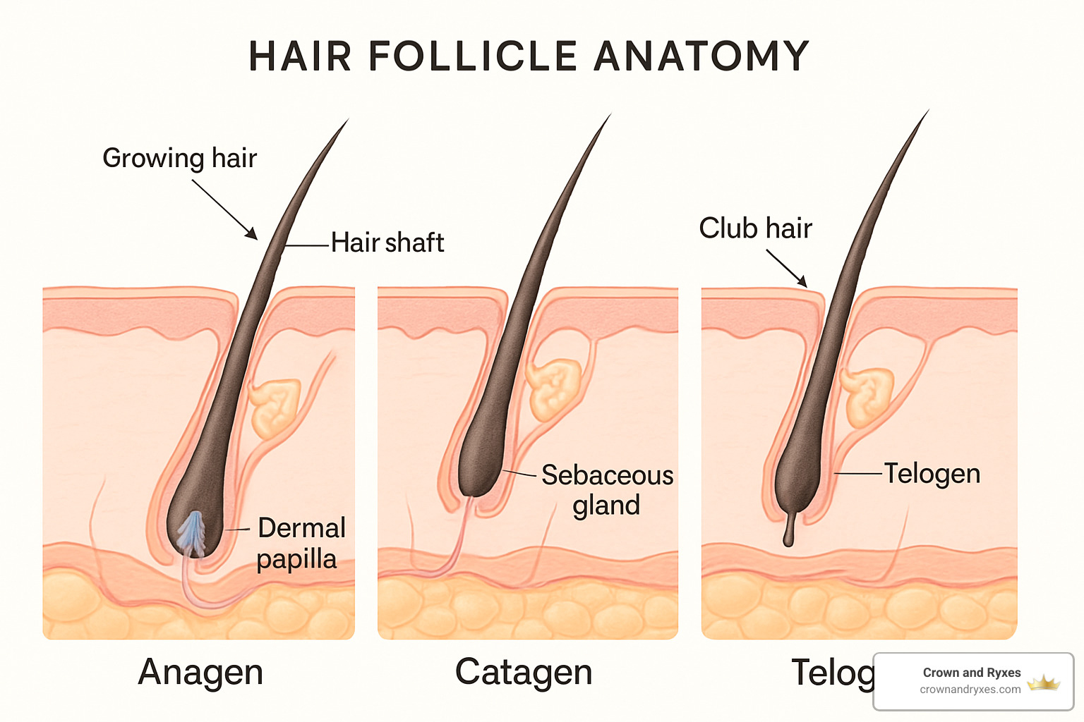 hair follicle anatomy showing growth phases and cellular components - restore hair