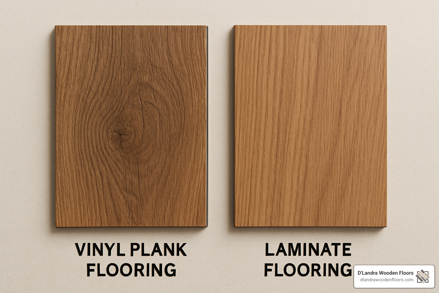 close-up comparison of wood grain texture between vinyl plank and laminate - Vinyl plank vs laminate