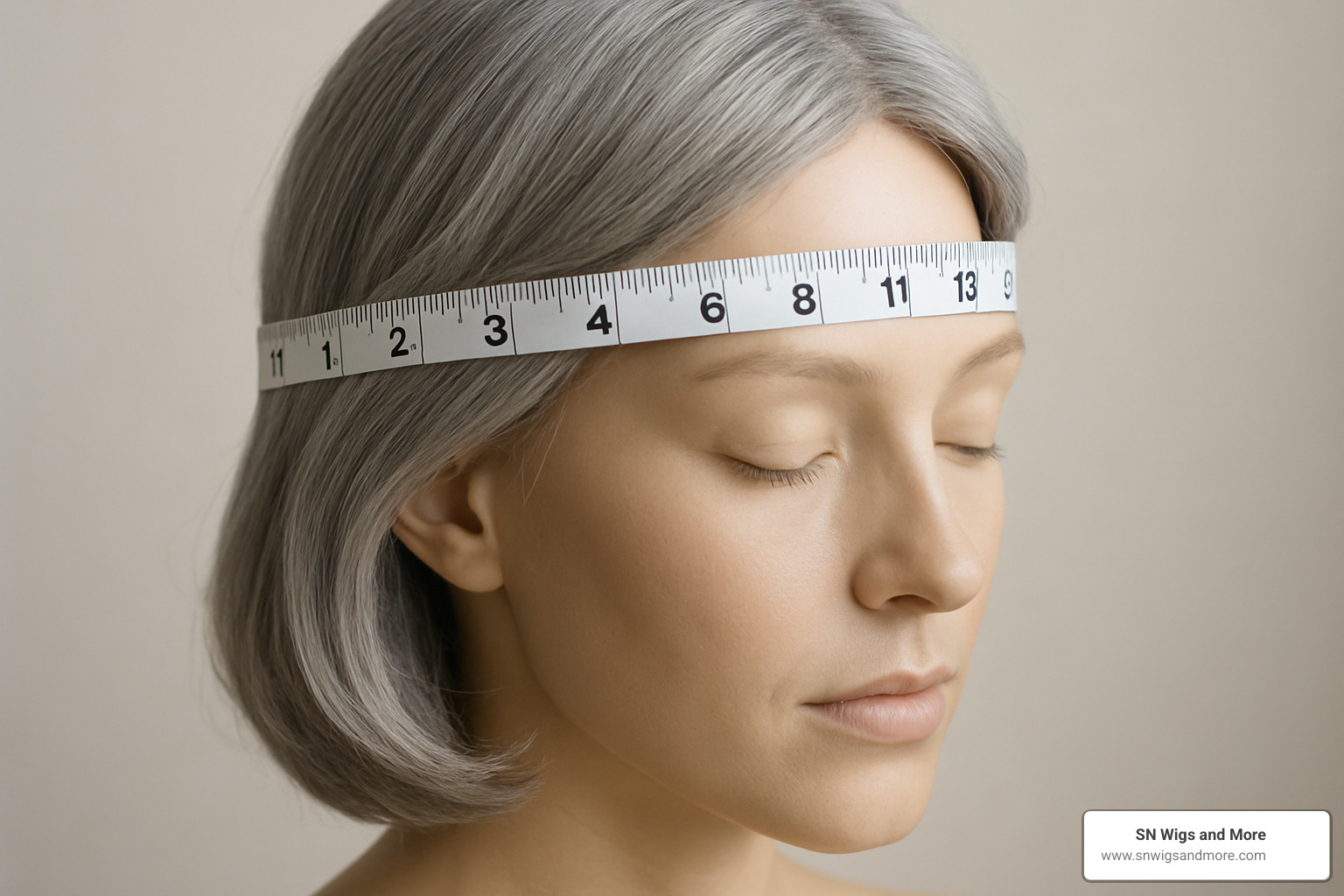 measuring tape around mannequin head - silver wigs for women