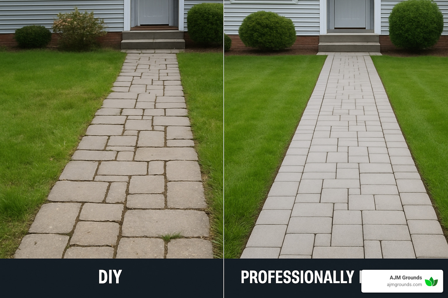 Paver Power: Your Guide to Hiring Walkway Contractors comparison of DIY vs professional paver installation showing quality differences - walkway paver contractors