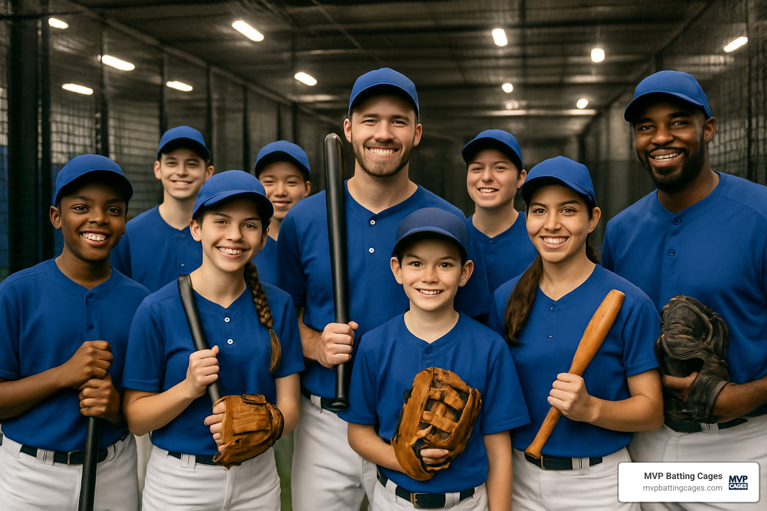 team of baseball players smiling after batting cage practice - baseball batting cages chandler