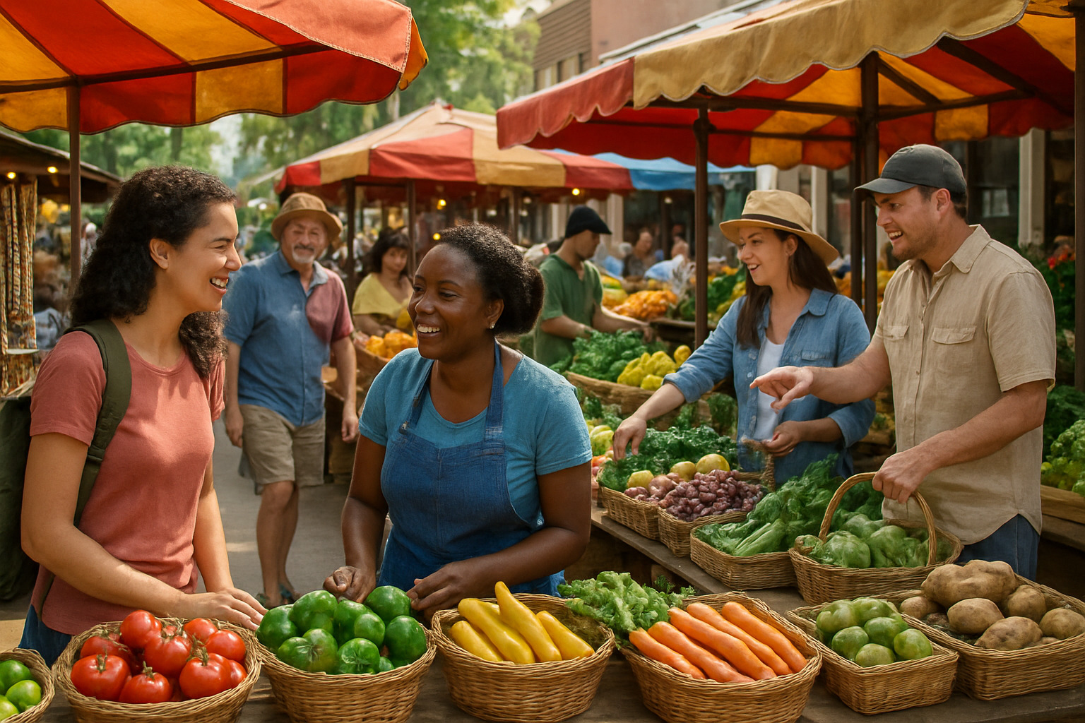 local market with vendors and tourists - authentic travel experiences