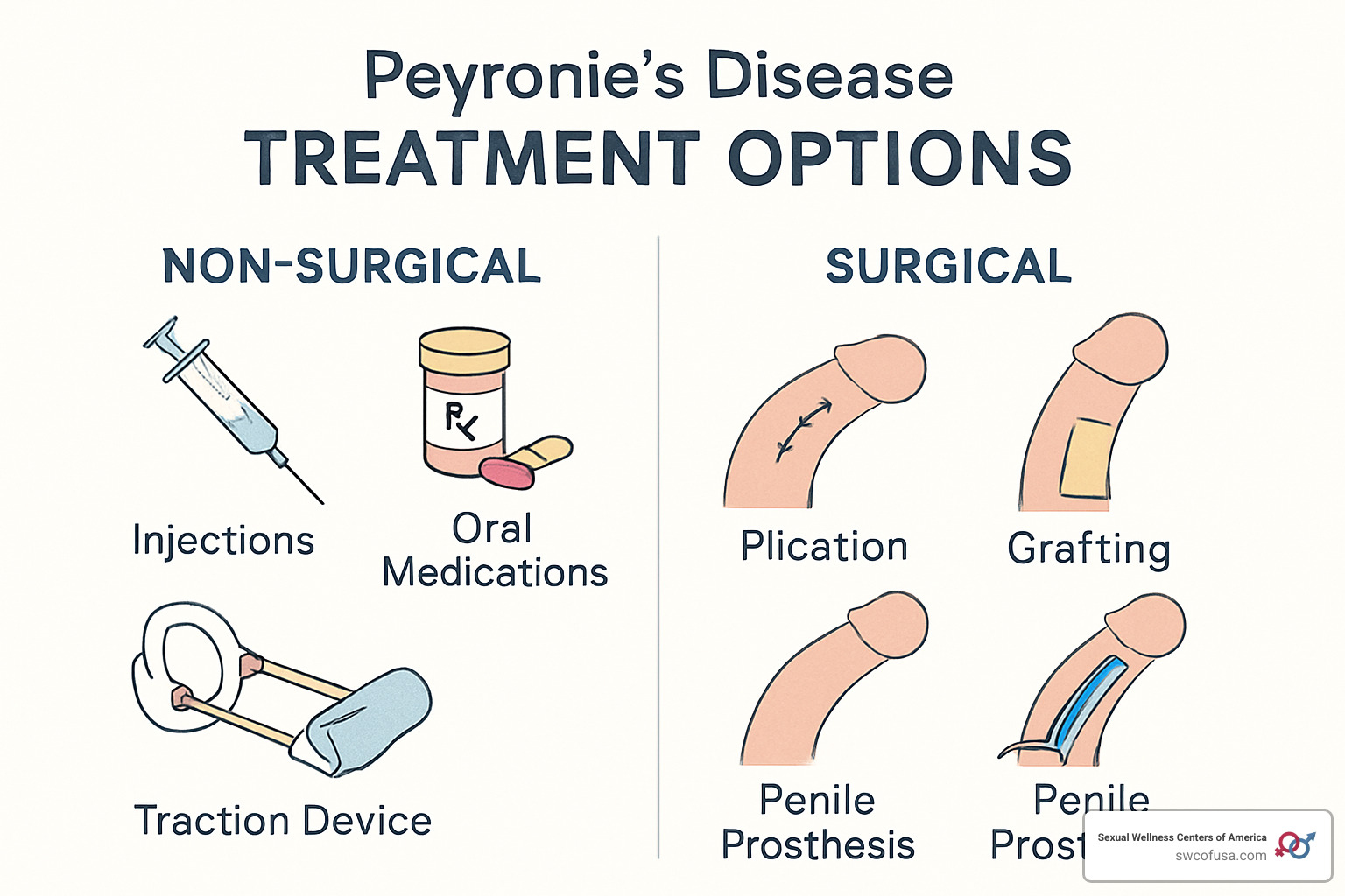 Peyronie's disease treatment options showing surgical and non-surgical approaches - does insurance cover treatment for peyronie's disease