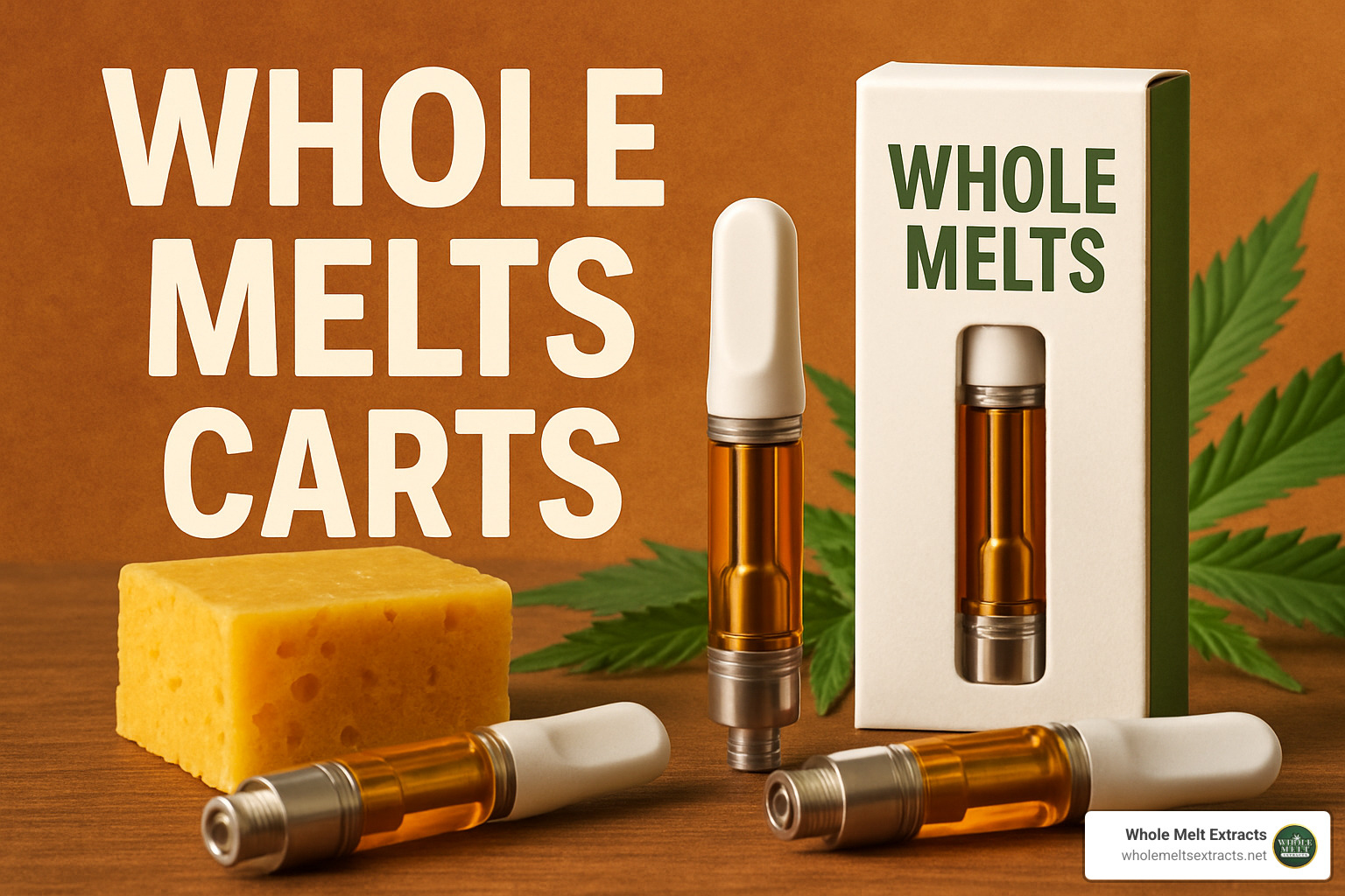 assortment of whole melts carts in different flavors and strains - whole melts carts