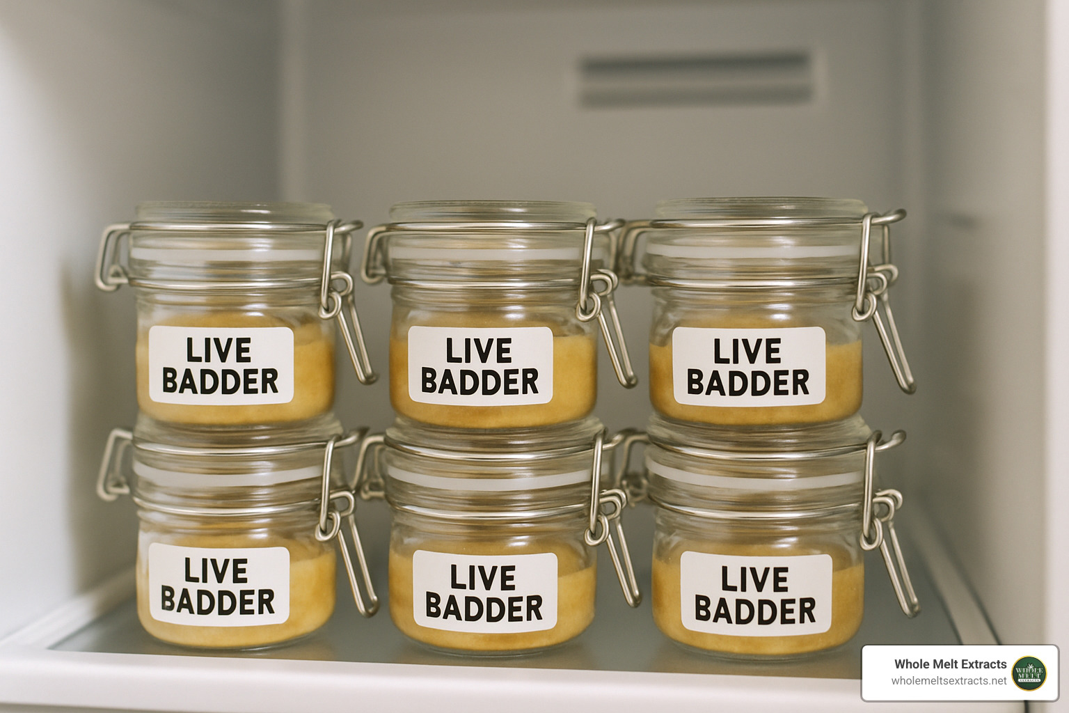 properly stored live badder jars in refrigerator - live badder