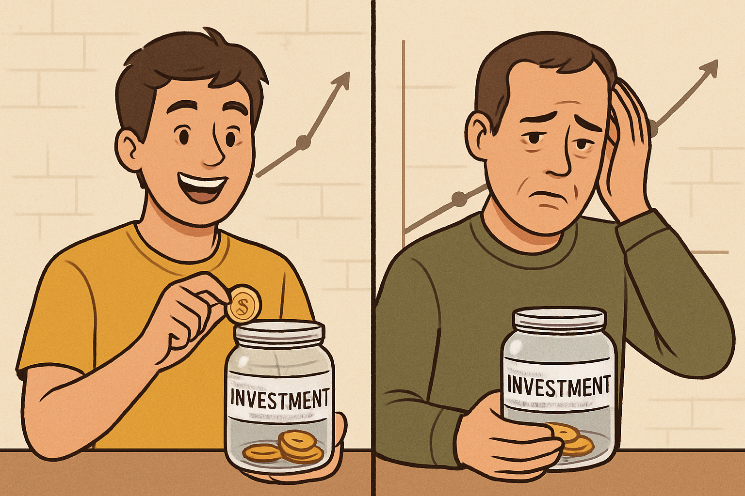 Young investor starting early vs older investor starting late comparison - beginner investing Young investor starting early vs older investor starting late comparison - beginner investing