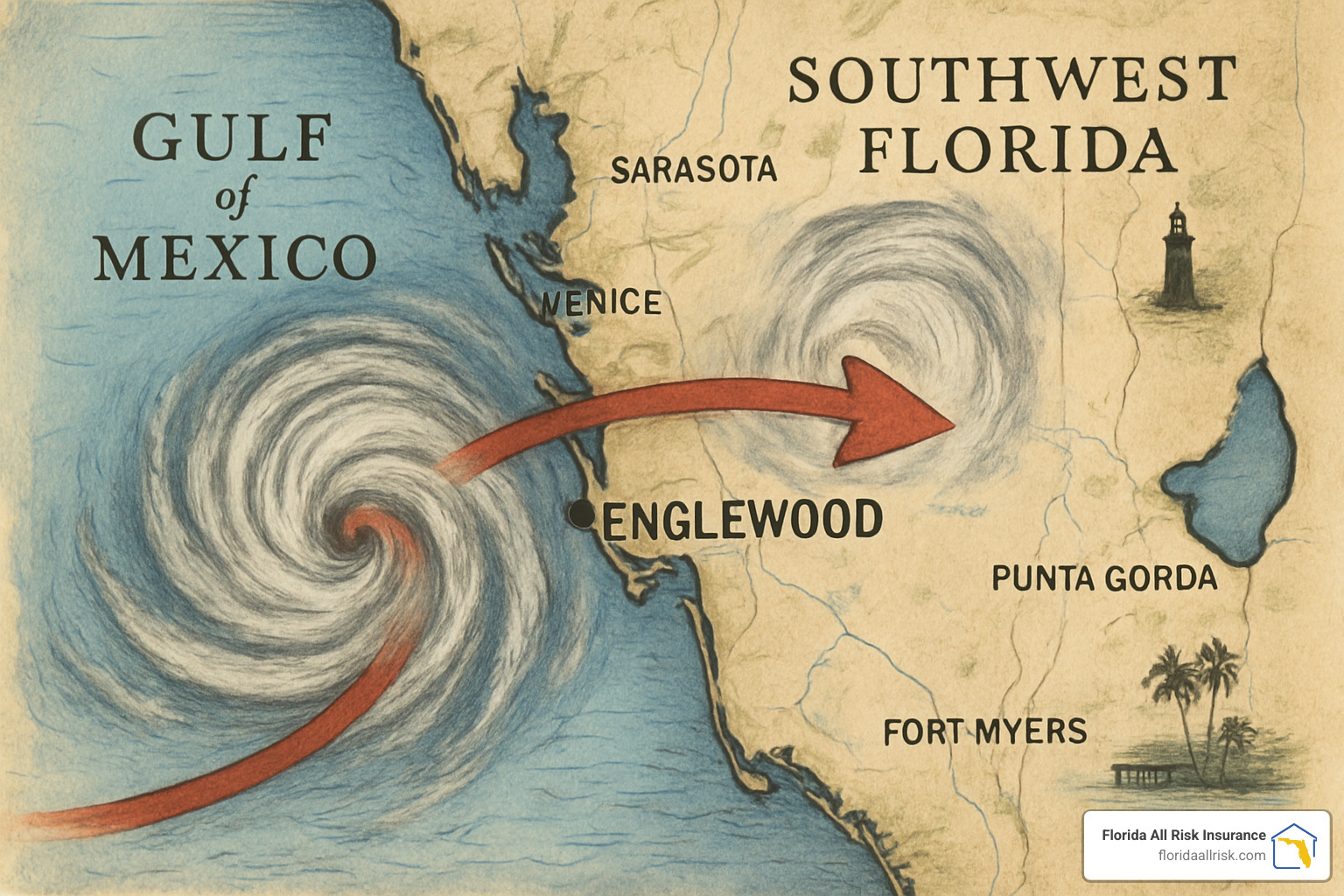 hurricane path over southwest florida - homeowners insurance englewood fl