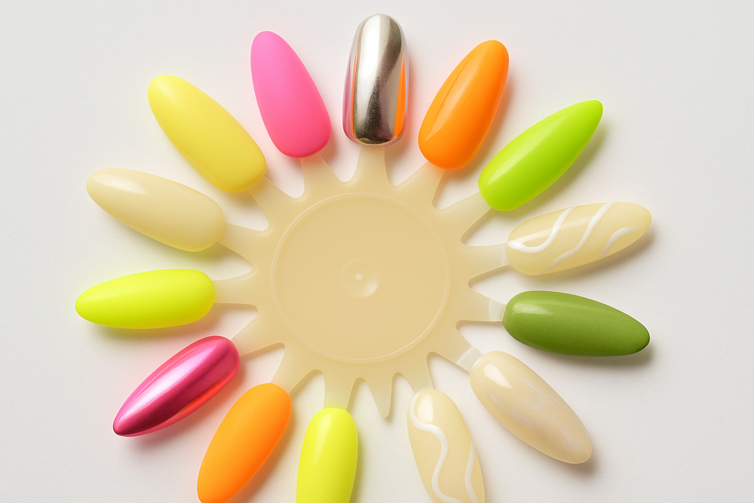 mixed swatch wheel with summer nail designs - summer nails
