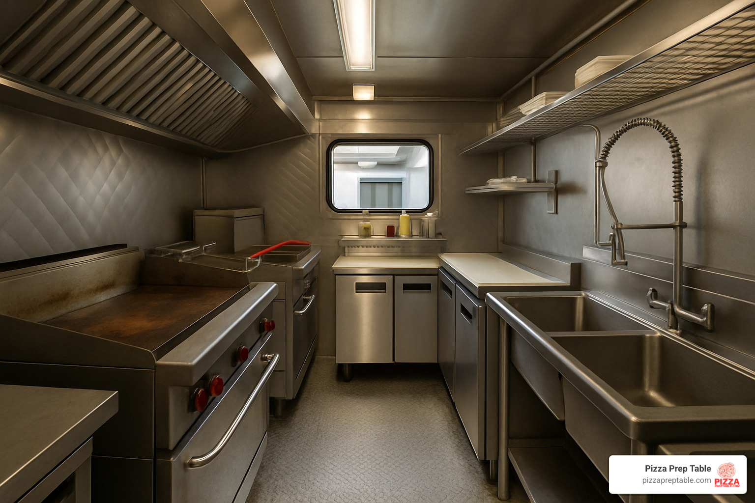 interior of fully equipped food truck kitchen - what equipment does a food truck need