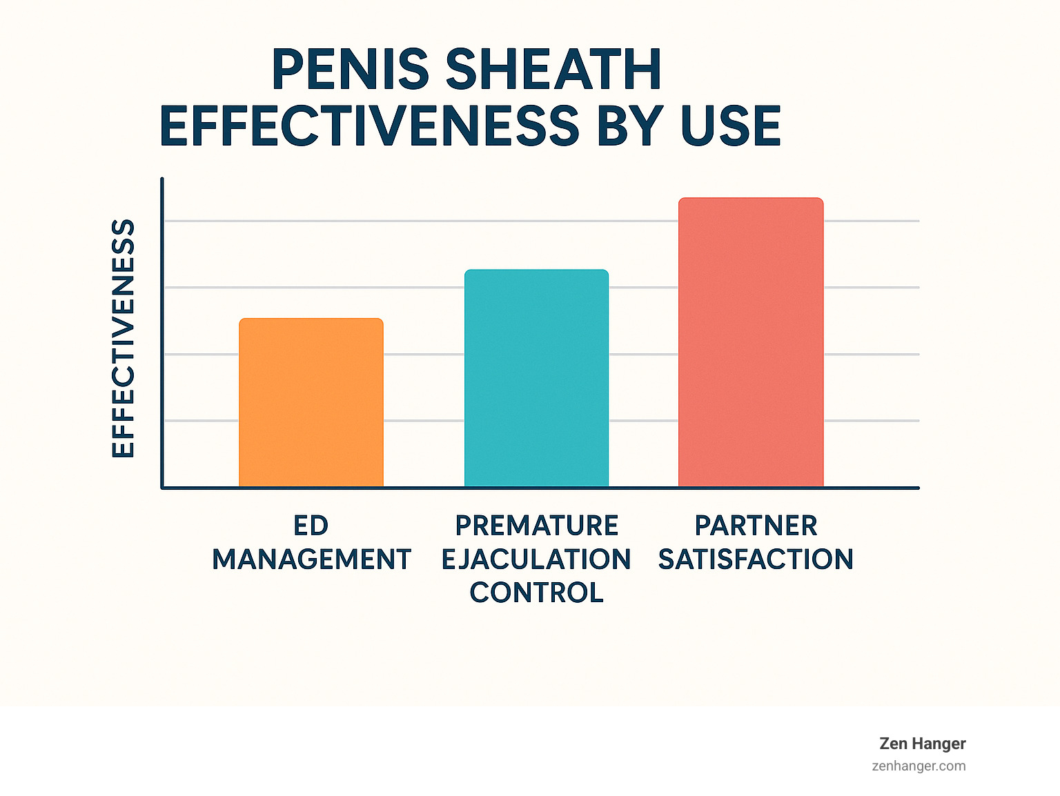 Statistical chart showing penis sheath effectiveness for different uses including ED management, premature ejaculation control, and partner satisfaction - penis sheath infographic 