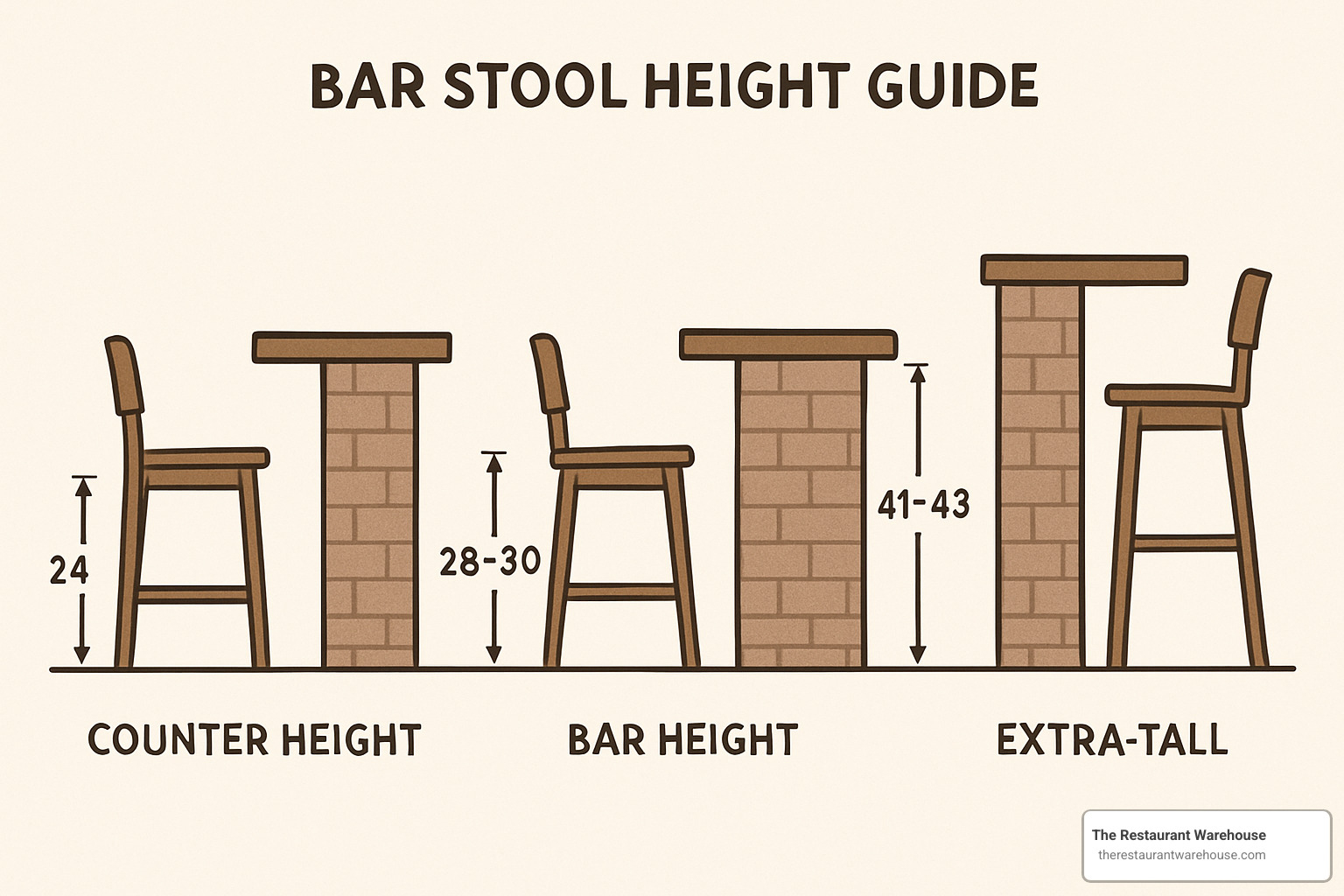 bar stool height guide showing proper dimensions - restaurant bar furniture