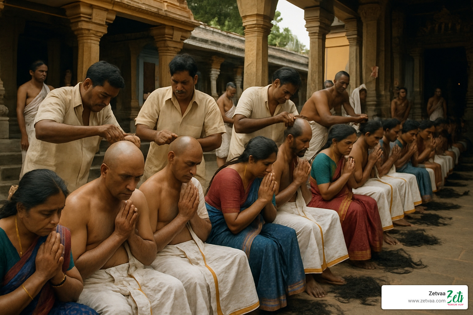 Temple hair donation ceremony in South India - raw unprocessed hair