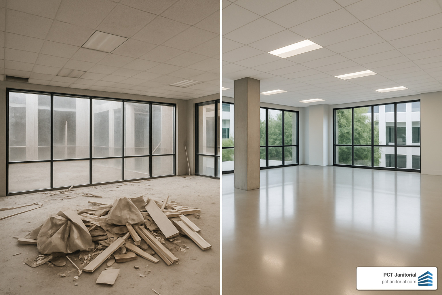 before and after comparison of post construction cleaning results - post construction cleaning atlanta