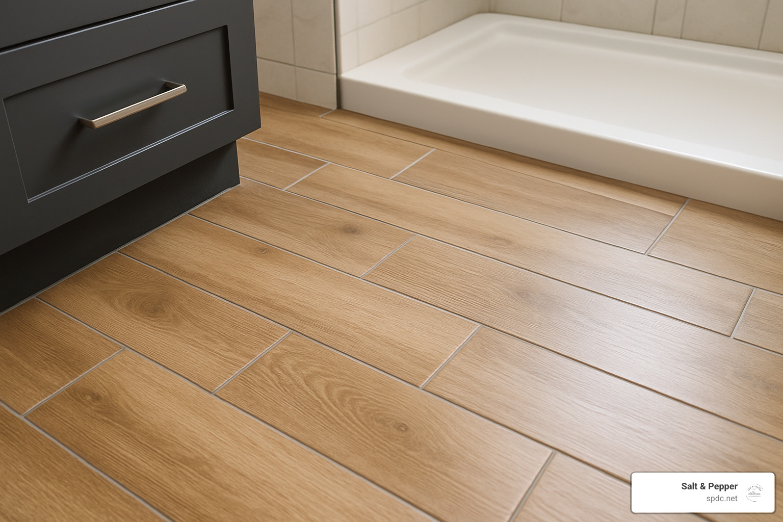 wood-plank tile bathroom floor installation - Clearwater bathroom remodeling