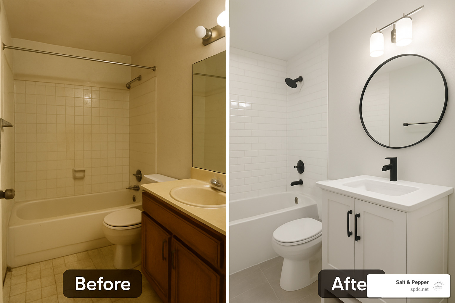 budget-friendly bathroom renovation before and after - Clearwater bathroom remodeling